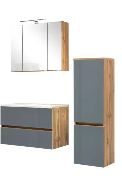 Helina 2 3-teiliger Badezimmerschrank - Eiche/Grau