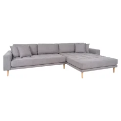Hellgraues Lido Lounge Sofa mit Naturholzfüßen