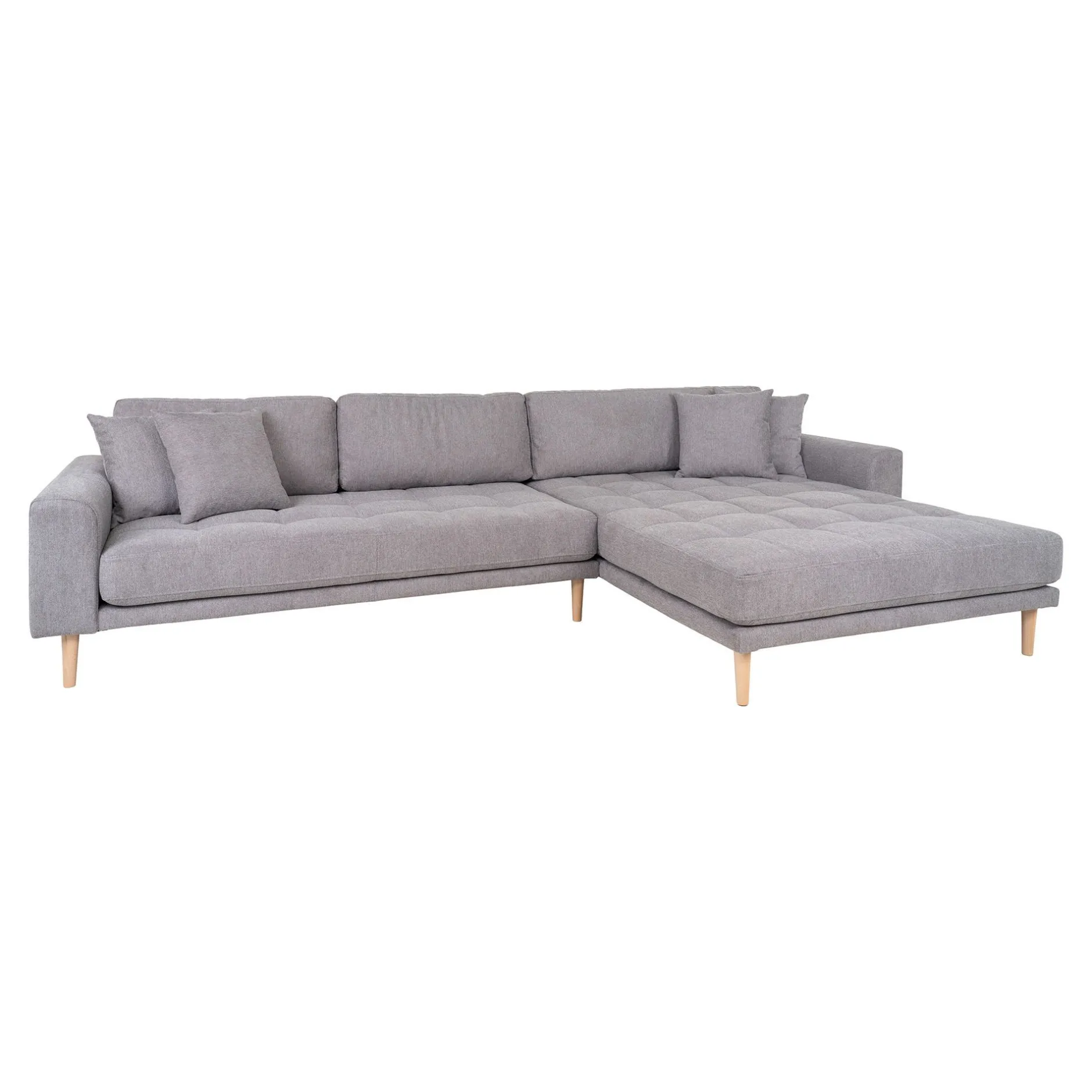 Hellgraues Lido Lounge Sofa mit Naturholzfüßen