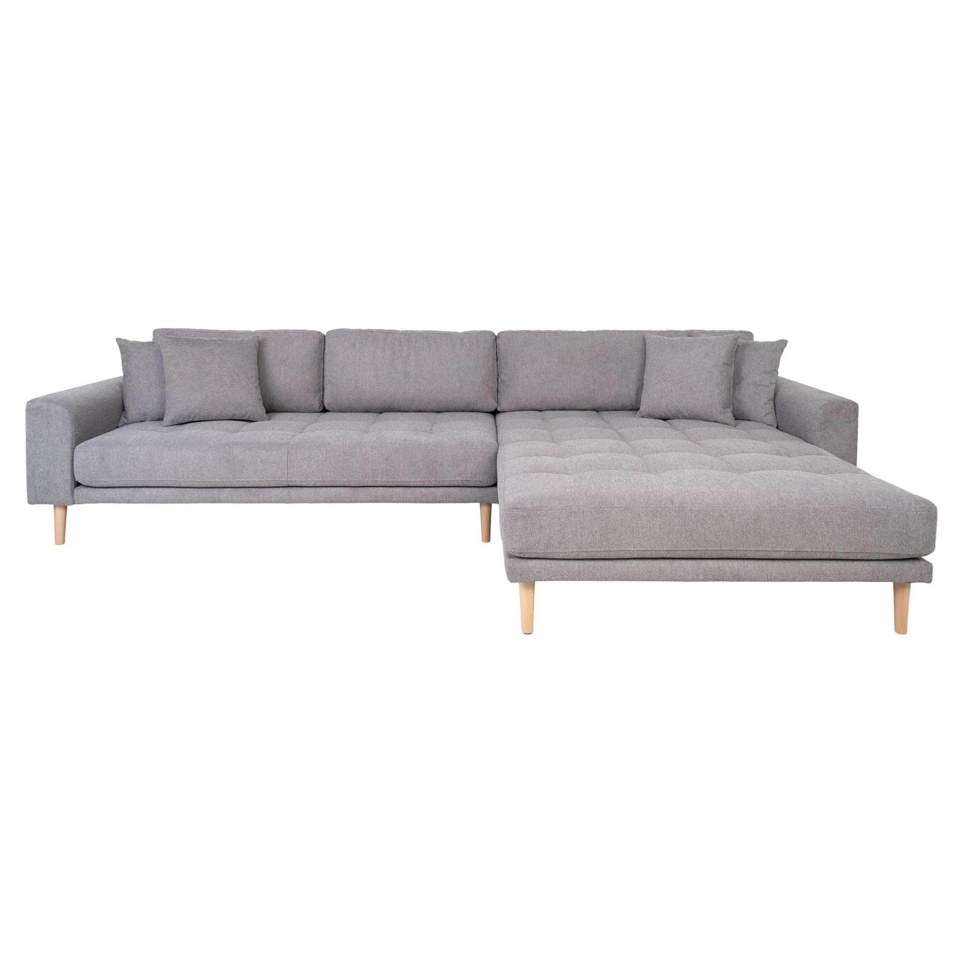 Hellgraues Lido Lounge Sofa mit Naturholzfüßen