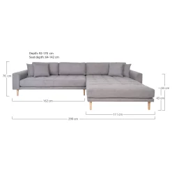 Hellgraues Lido Lounge Sofa mit Naturholzfüßen