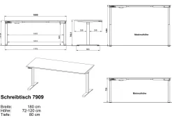 Hermoso Sitz-Steh-Tisch | 180 x 80 x 72-120 cm | Elektrisch verstellbar | Schwarz-weißes Design