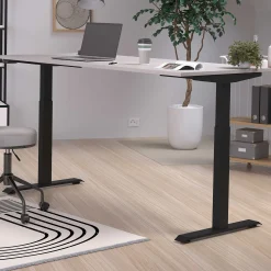 Hermoso Sitz-Steh-Tisch | 180 x 80 x 72-120 cm | Elektrisch verstellbar | Grau-schwarzes Design