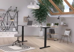 Hermoso Sitz-Steh-Tisch | 180 x 80 x 72-120 cm | Elektrisch verstellbar | Grau-schwarzes Design