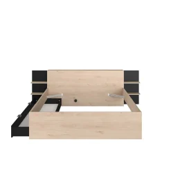 Heron Doppelbett 140x200/190cm mit Schublade - Eiche Dekor/schwarz