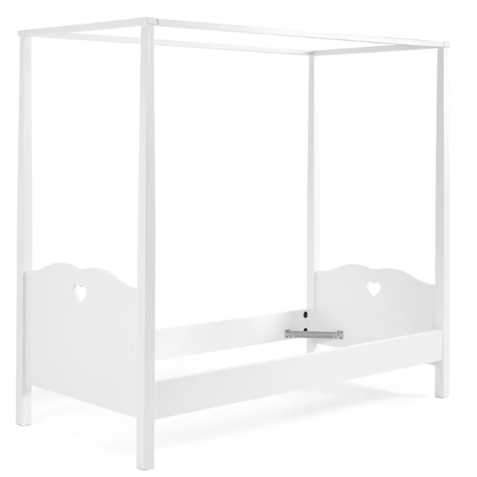 Himmelbett Amori 90x200cm (inkl. Lattenrost) mit Bettkasten und Voile-weiß