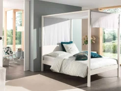 Himmelbett Charlotte 140x200 mit Voile - weiß