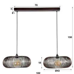 Hängelampe Chisa 2x Ø43 - schwarz nickel