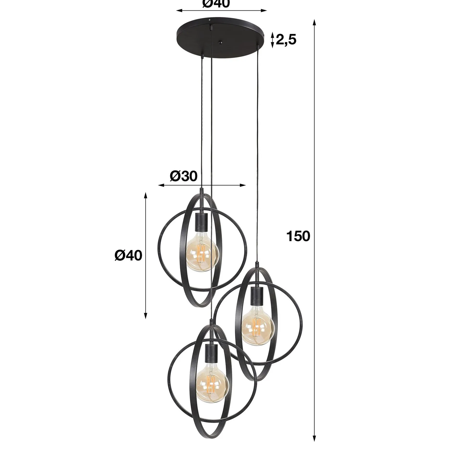 Hängeleuchte Celeste 3 Lichtquellen - anthrazit