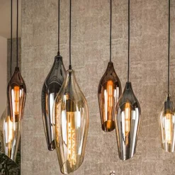 Hängeleuchte Cocoon - 120x40x150cm - 7 Lampen - Glas