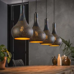 Hängeleuchte Cone 4 Lampenschirme - schwarz/braun