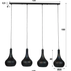 Hängeleuchte Cone 4 Lampenschirme - schwarz/braun