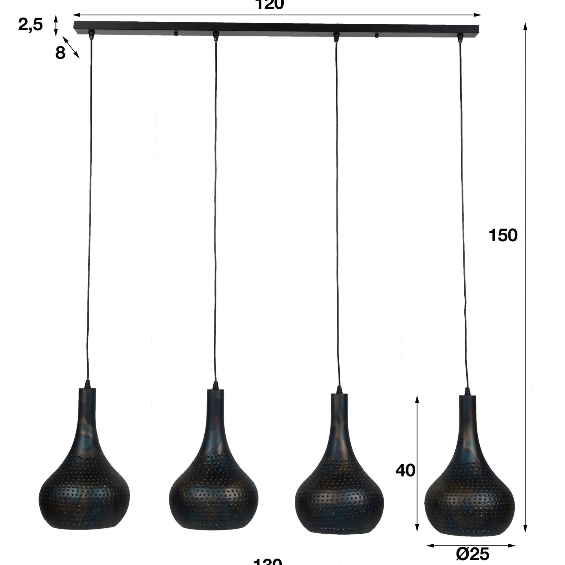 Hängeleuchte Cone 4 Lampenschirme - schwarz/braun