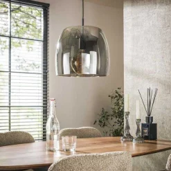 Hängeleuchte Drift - Ø35x150cm - graues Rauchglas