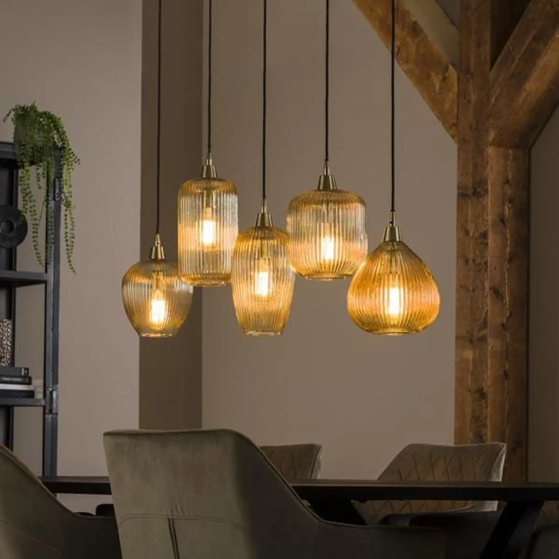 Hängeleuchte Jacala 5 Lichtquellen - bernsteinfarben