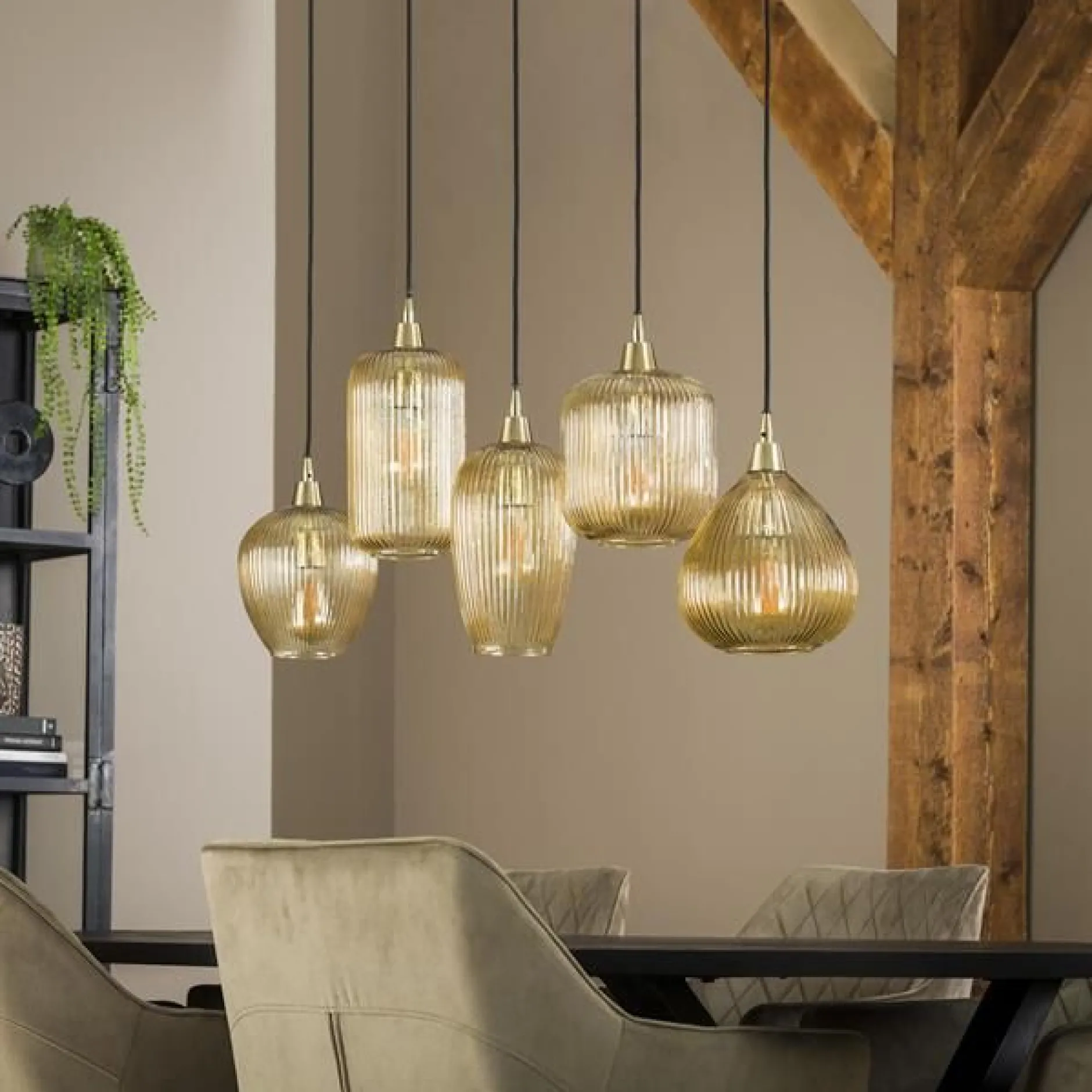 Hängeleuchte Jacala 5 Lichtquellen - bernsteinfarben