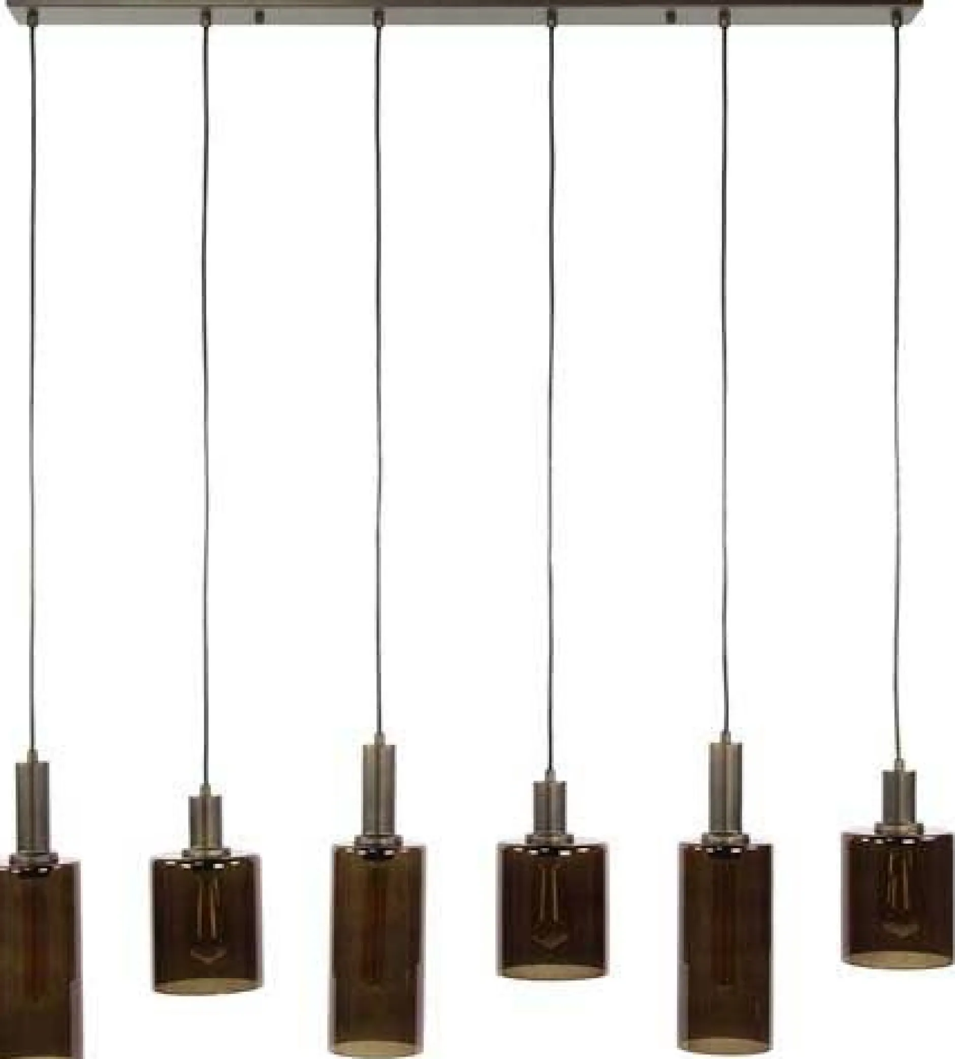 Hängeleuchte Sepiora - 118x14x150cm - 6 Lampen - braunes Glas