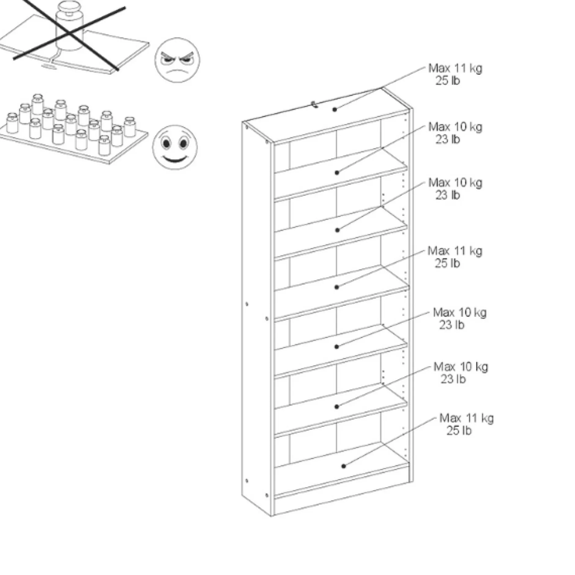 Hobby-Bücherregal 198 cm-5 Fachböden-weiß