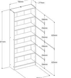 Hobby-Bücherregal 198 cm-5 Fachböden-schwarz