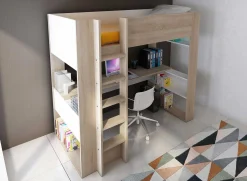 Hochbett Beau mit Schreibtisch - weiß