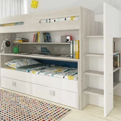 Hochbett Billy mit Schreibtisch - weiß