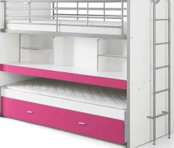 Hochbett Bonny 80 mit Schreibtisch und Bettkasten - pink