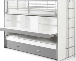 Hochbett Bonny 80 mit Schreibtisch und Bettkasten - silber