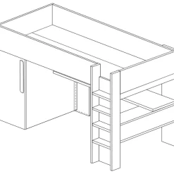 Hochbett Bo9 90x200 cm mit Schreibtisch & Kleiderschrank - blau
