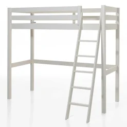 Hochbett Claire 90x200cm mit Bücherregal und Schlafsofa - weiß