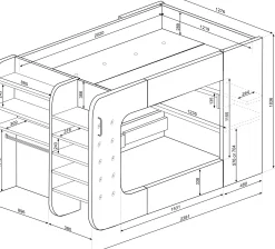 Hochbett Graham mit Spieltisch 120x200cm - anthrazit/rot