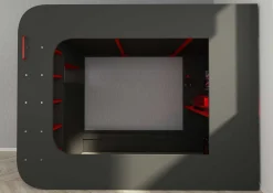 Hochbett Graham mit Spieltisch 120x200cm - anthrazit/rot