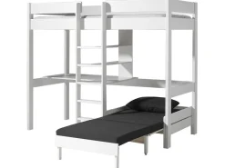 Hochbett Lena mit Schreibtisch und Sofabett - weiß