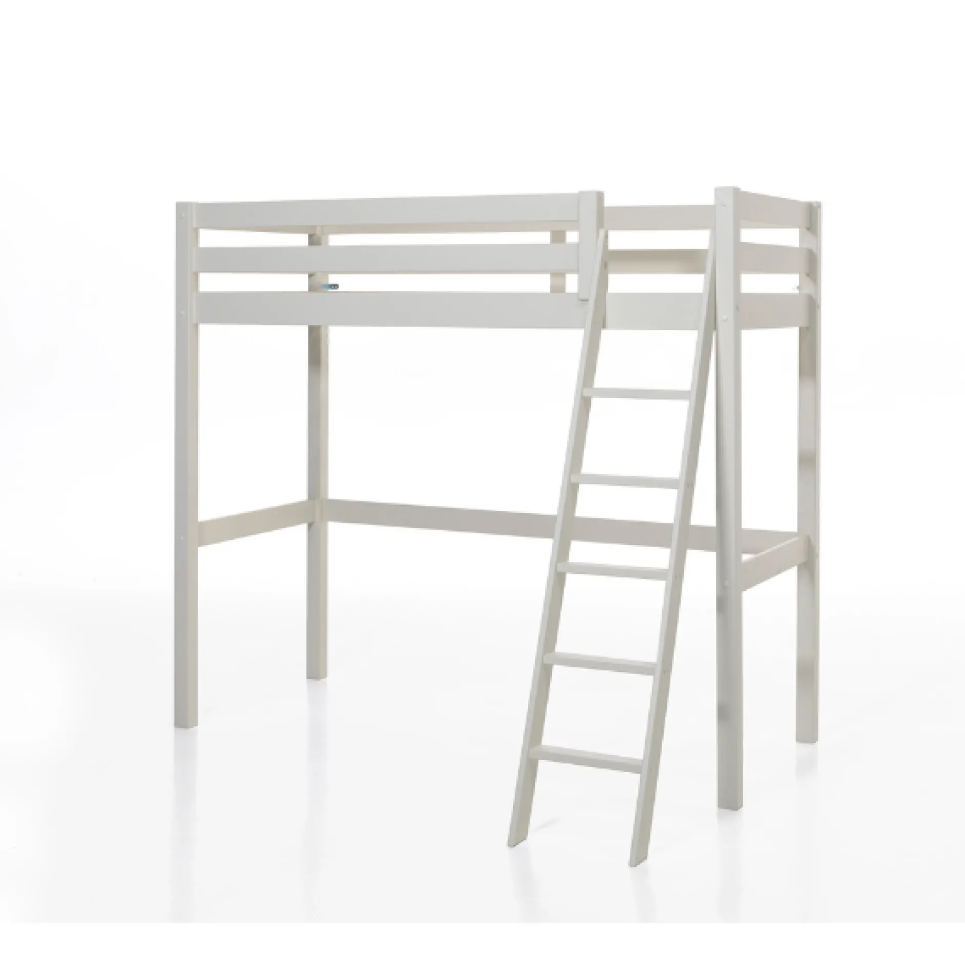 Hochbett Pino - 90x200cm - mit Bücherregal und Schlafsofa - Weiß