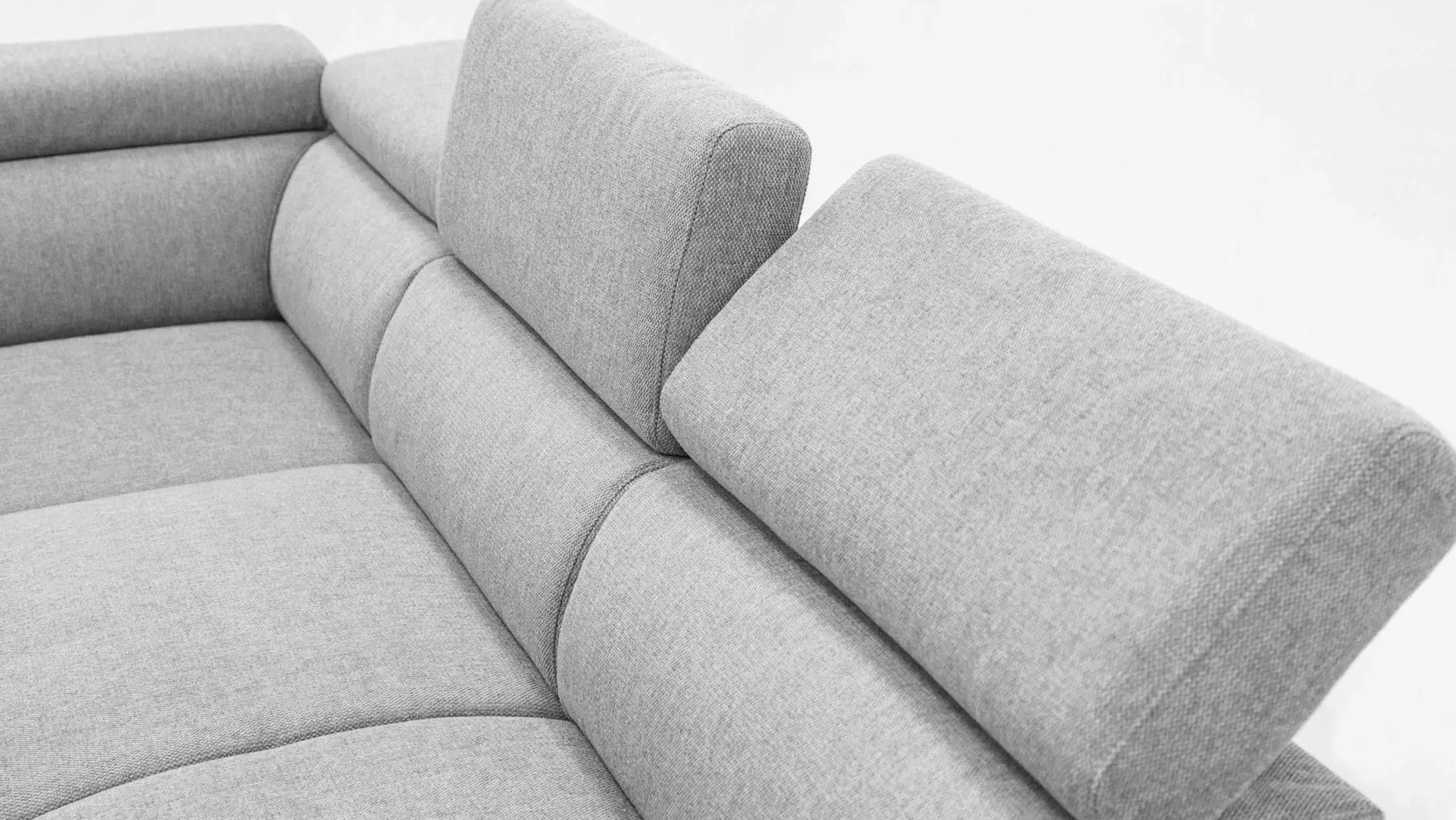Holmes Ecksofa links - Armlehnen verstellbar - grau