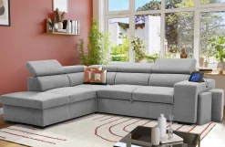 Holmes Ecksofa links - Armlehnen verstellbar - grau