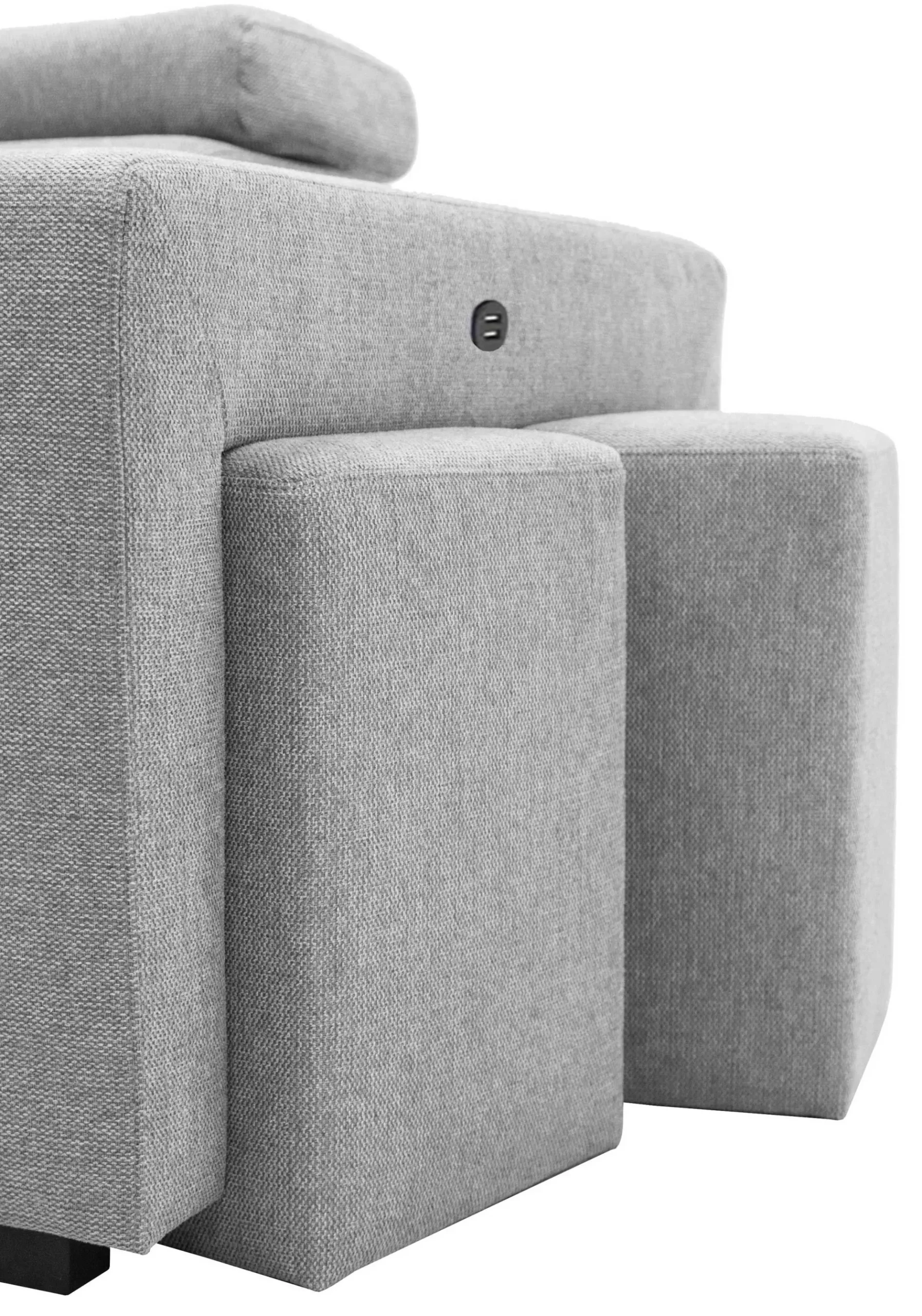 Holmes Ecksofa links - Armlehnen verstellbar - grau