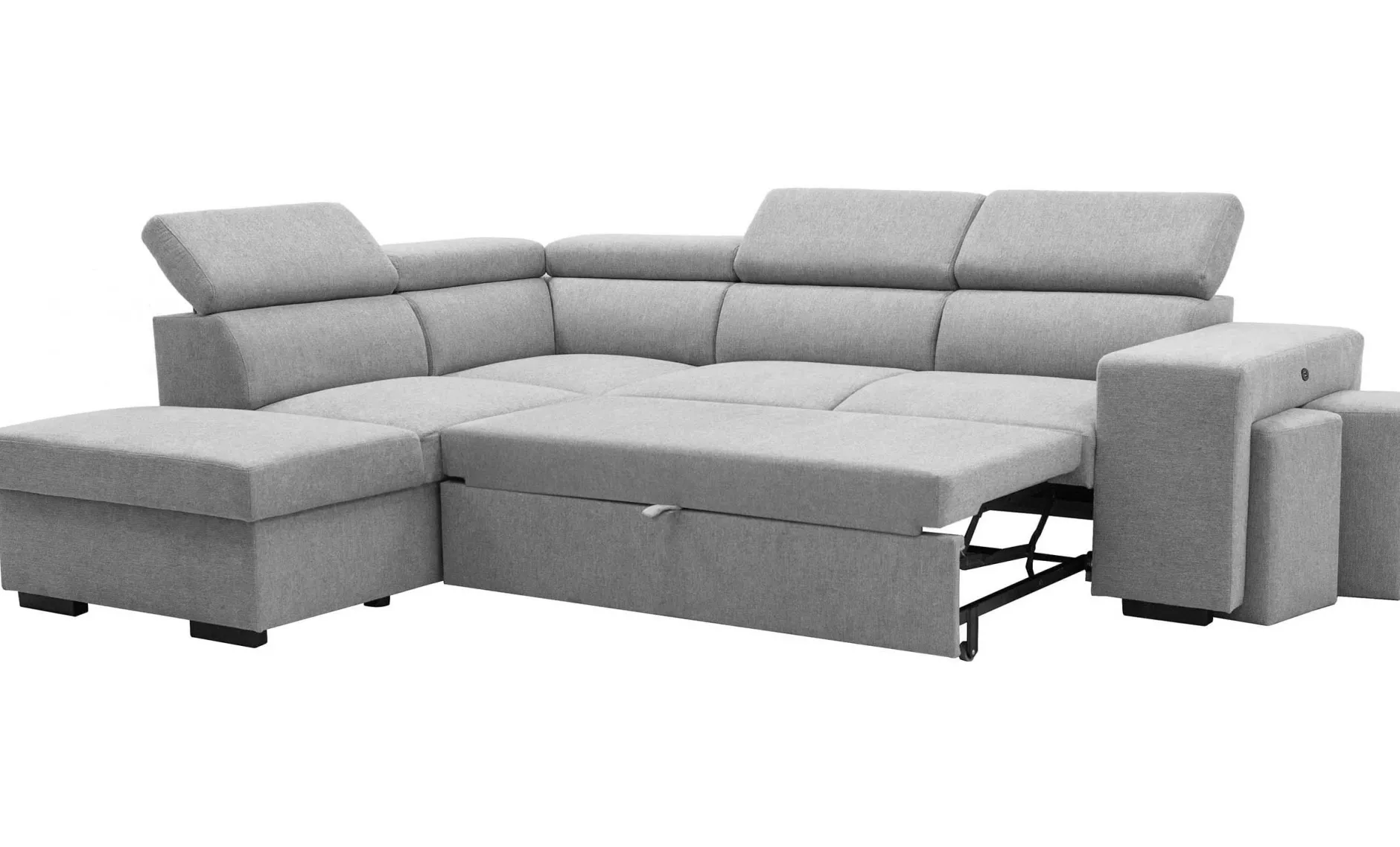 Holmes Ecksofa links - Armlehnen verstellbar - grau