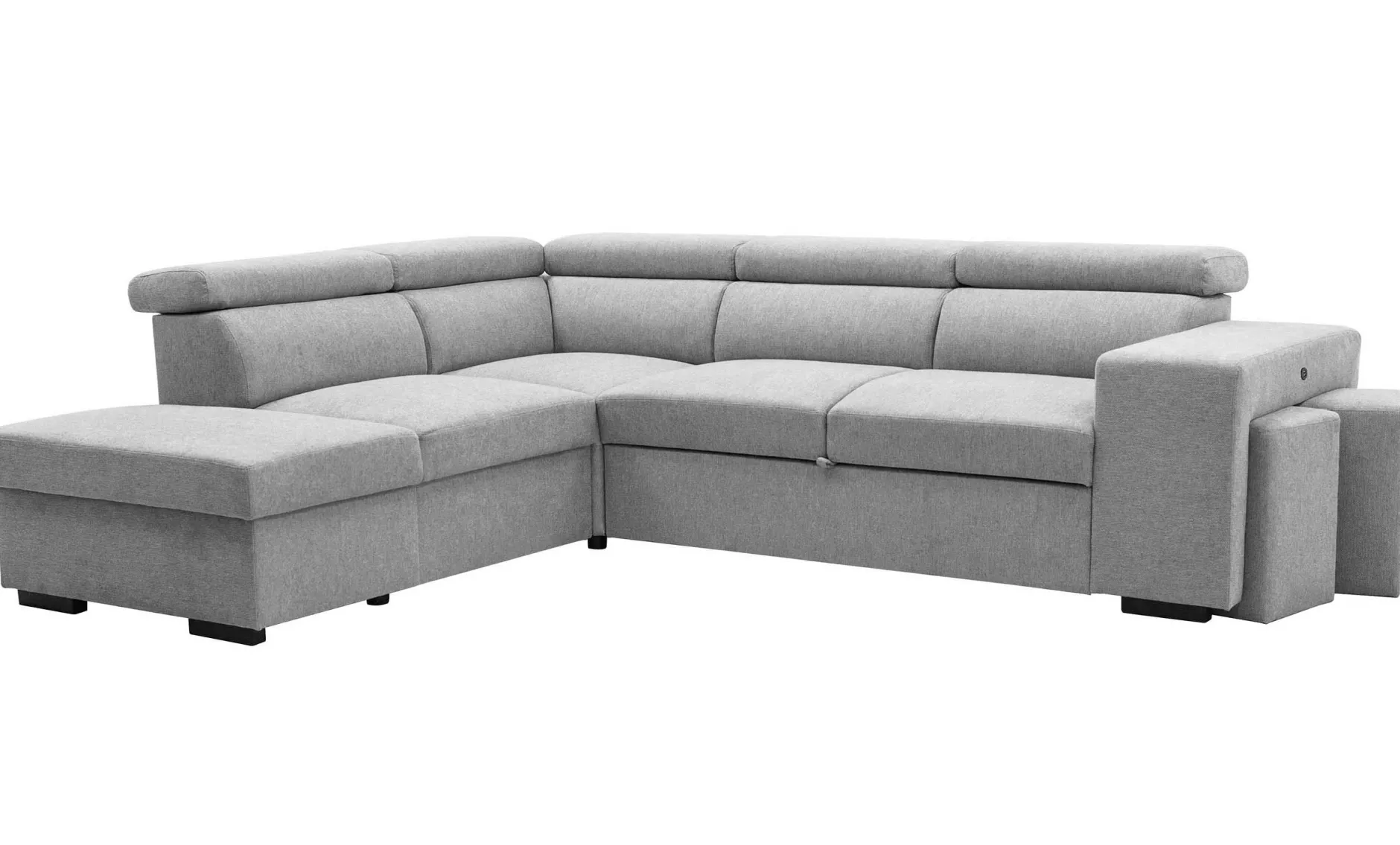 Holmes Ecksofa links - Armlehnen verstellbar - grau