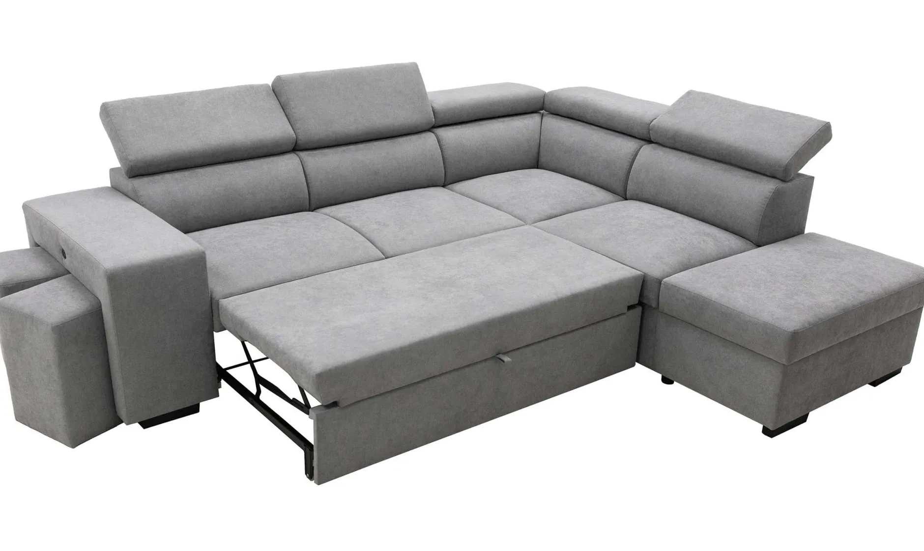Holmes Ecksofa links - Armlehnen verstellbar - dunkelgrau