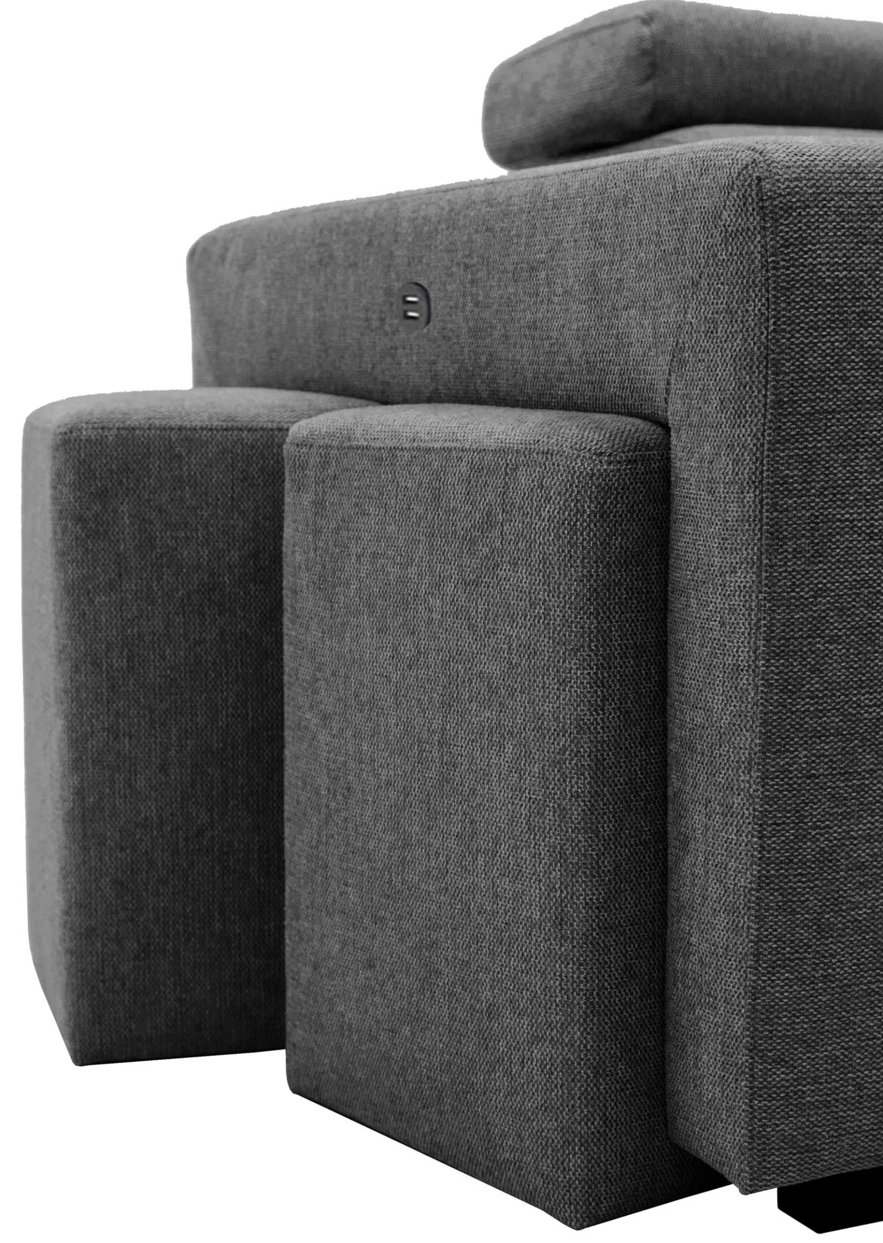 Holmes Ecksofa rechts - Armlehnen verstellbar - anthrazit