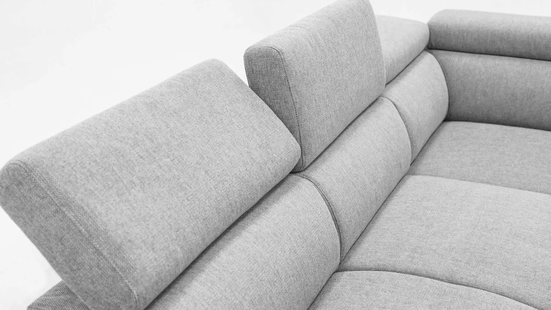 Holmes Ecksofa rechts - Armlehnen verstellbar - grau