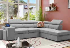 Holmes Ecksofa rechts - Armlehnen verstellbar - grau