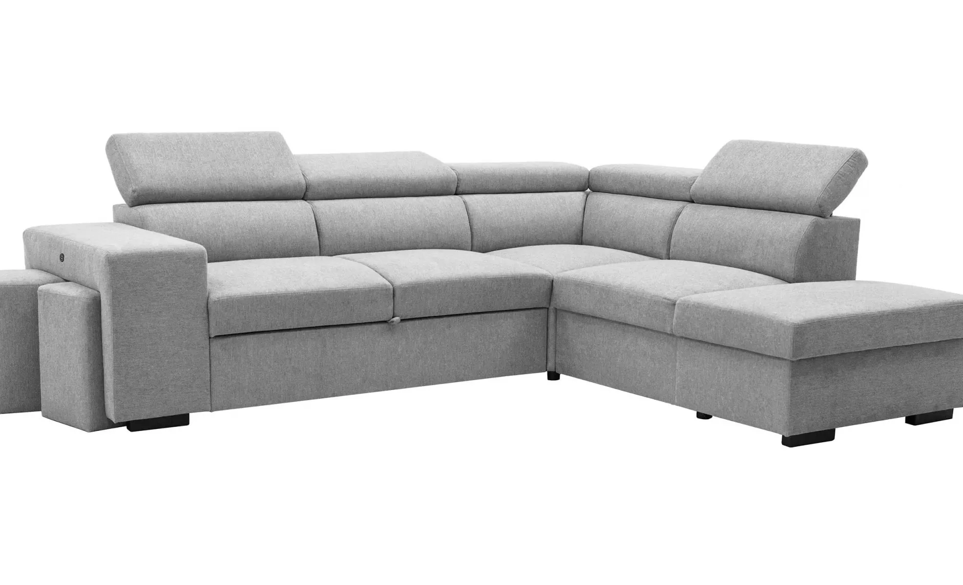 Holmes Ecksofa rechts - Armlehnen verstellbar - grau