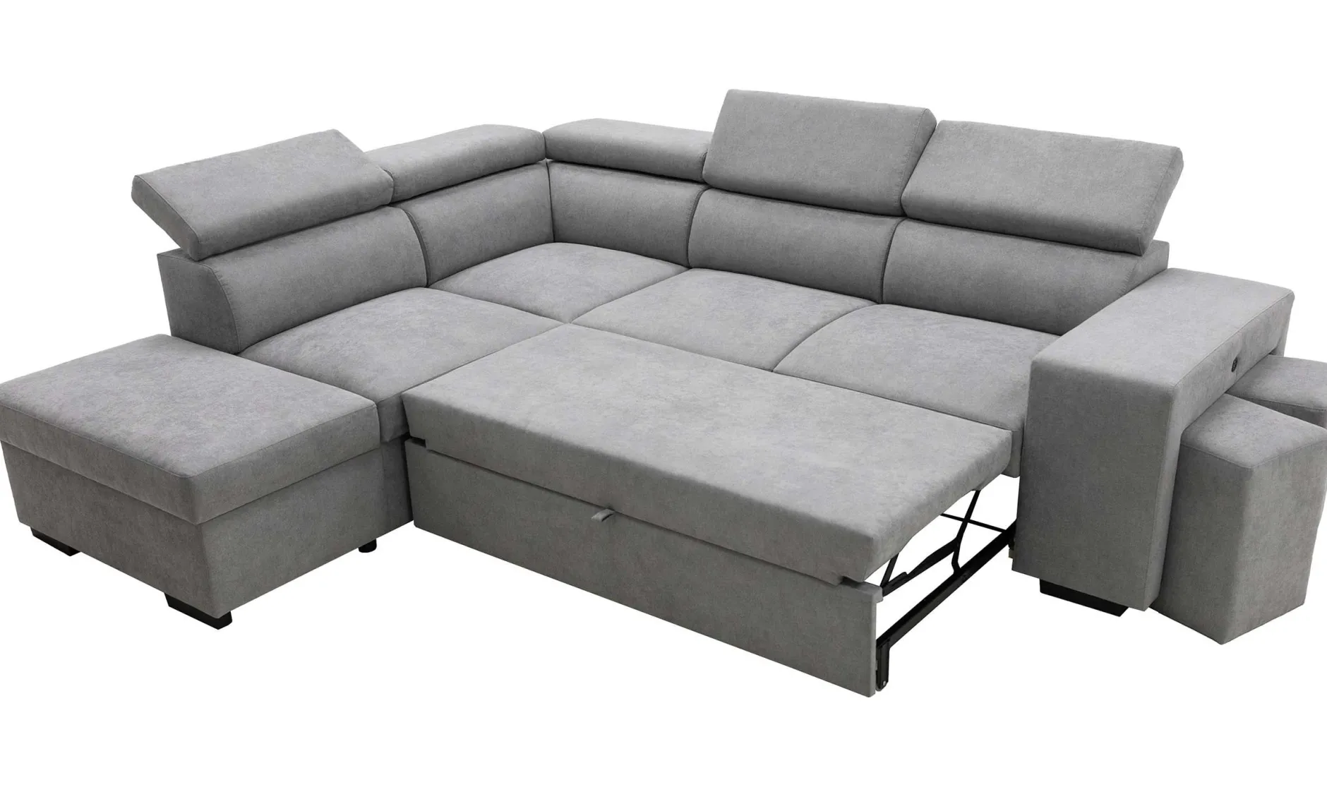 Holmes Ecksofa rechts - Armlehnen verstellbar - dunkelgrau