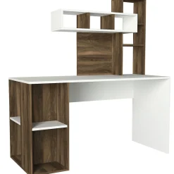 Holzschreibtisch für Kunststudium | 100% Melamin beschichtet | 18mm dick | 140cm breit | Nussbaum weiß