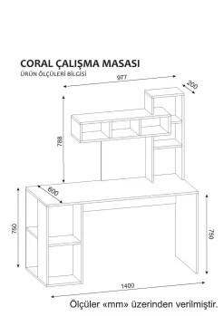 Holzschreibtisch für Kunststudium | 100% Melamin beschichtet | 18mm dick | 140cm breit | Nussbaum weiß