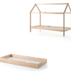 Home Bett Dallas 1 90x200 mit Bettkasten - Kieferholz