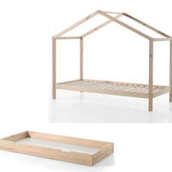 Home Bett Dallas 3 90x200 mit Bettkasten - Kieferholz