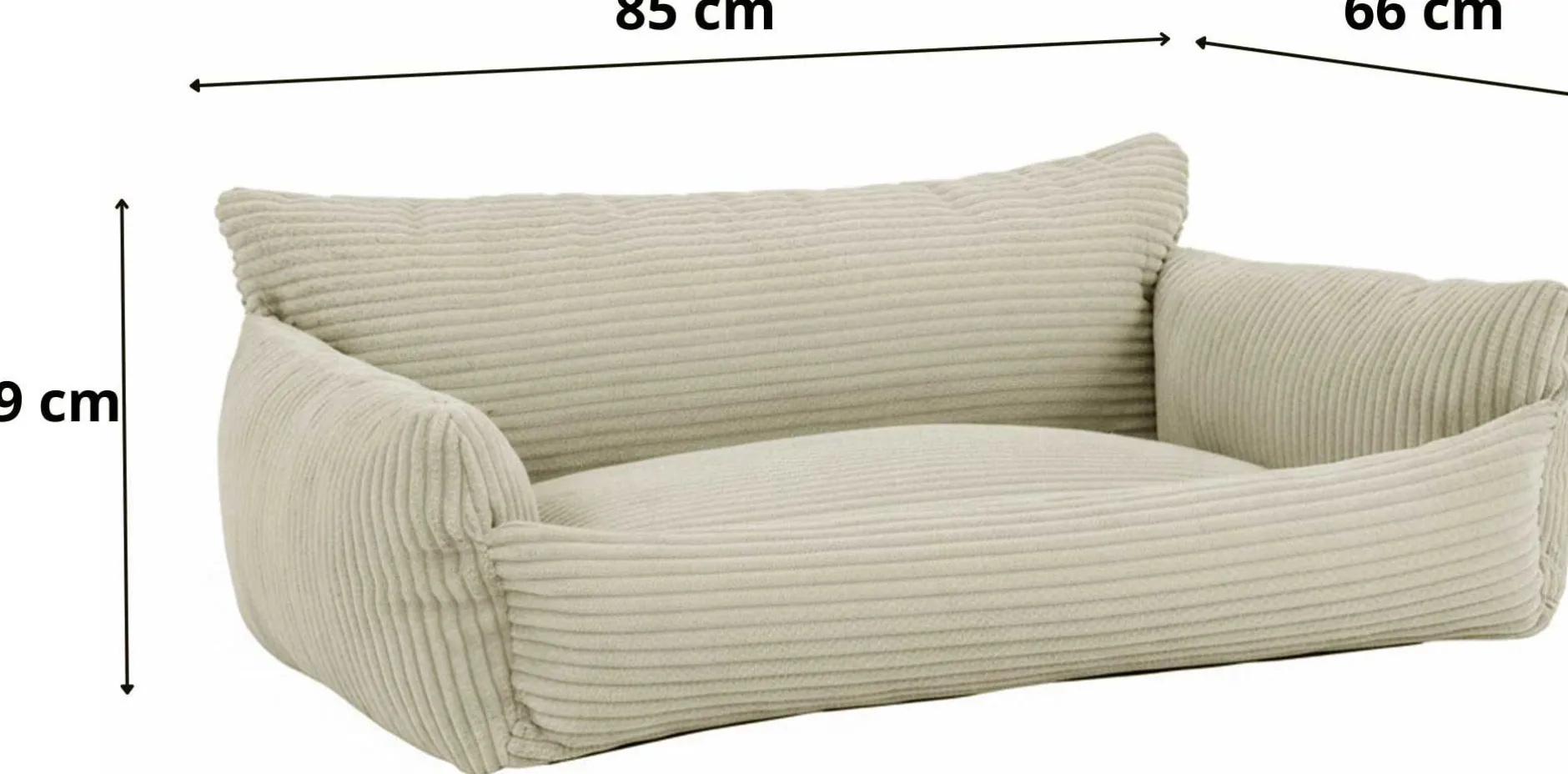 Hundebett Punch - 85x66x29cm - Rippensamt - creme