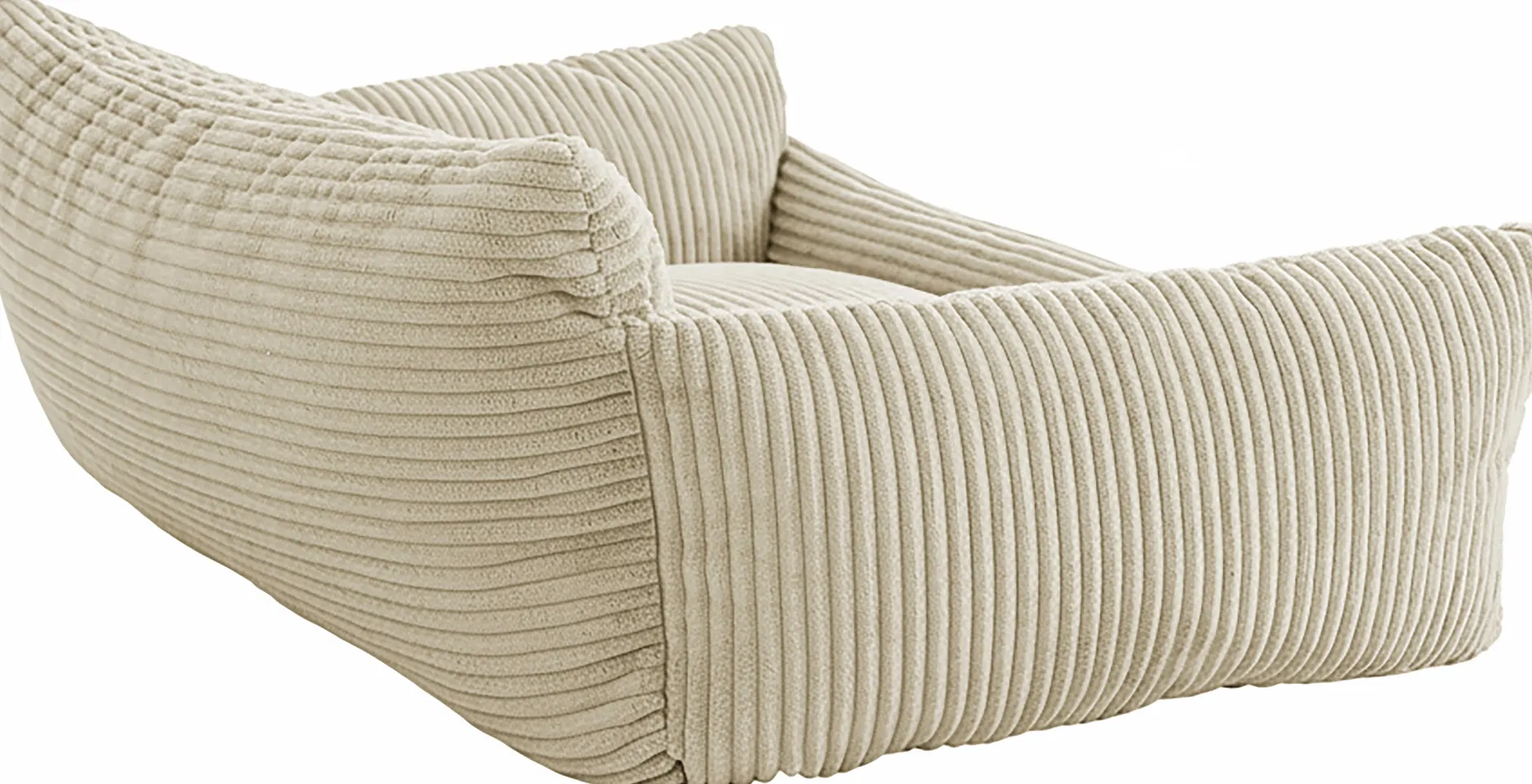 Hundebett Punch - 85x66x29cm - Rippensamt - creme